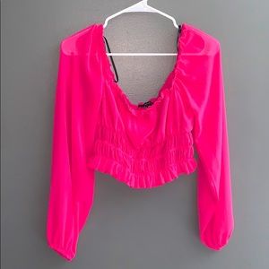 Forever 21 off shoulder Barbie pink top SIZE M